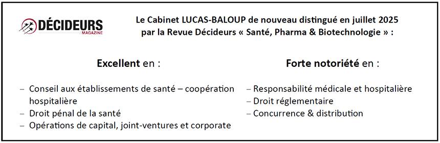 Le Cabinet Lucas-Baloup encore distingué parmi les meilleurs cabinets d’avocats